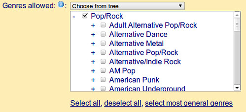 Pick the allowable genres