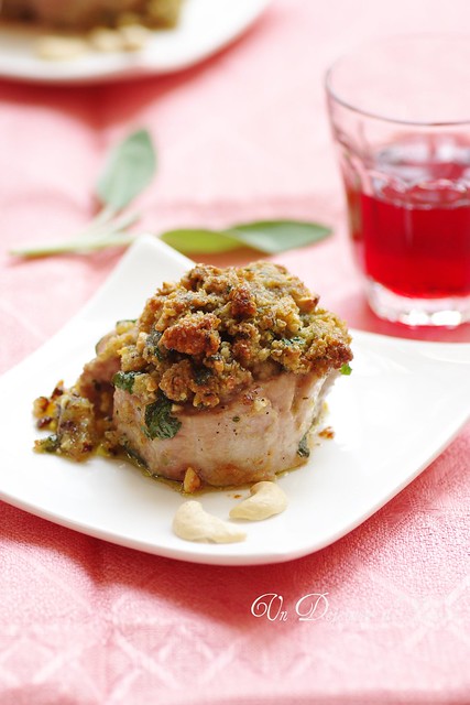 Roasted pork with sage and cashews