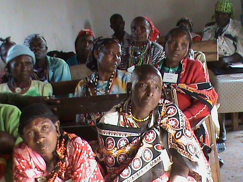 Women at MEPERI training. The attentive woman in a shuka at the front also happens to be a traditional circumciser in Nkararo. Photo by Simon K. Masake