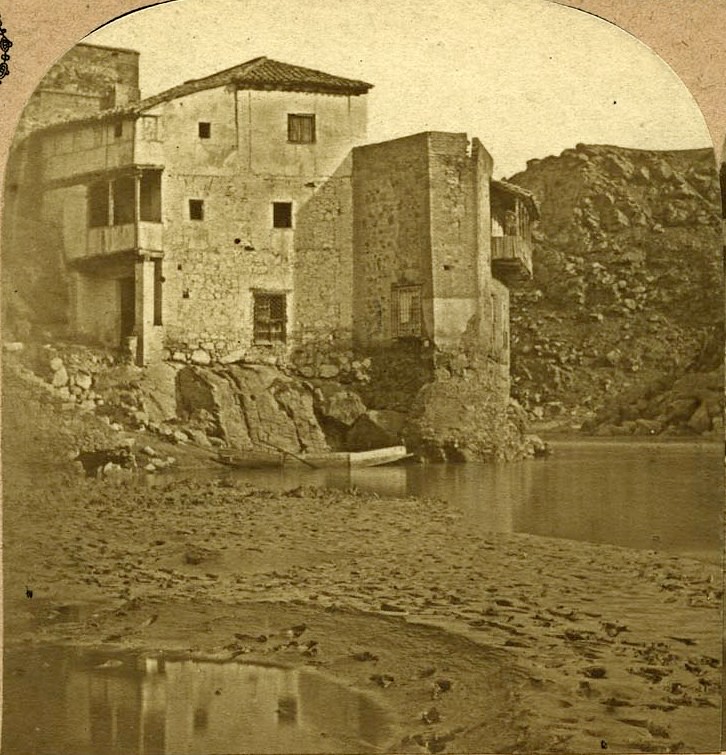 Casa del Diamantista en 1857. Fotografía estereoscópica de Eugène Sevaistre. Colección Luis Alba. Ayuntamiento de Toledo