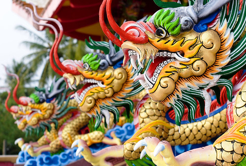 Dragons at Tha Reua Chinese Shrine, Phuket