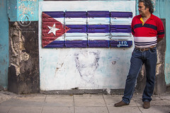 The Cuban flag painted on the wall in Havana.