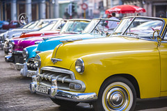 Classic cars around Parque Central in Havana.