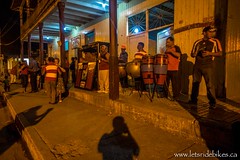 The band at Noche de Cubanillo; people dancing in the street; Niquero, Cuba.