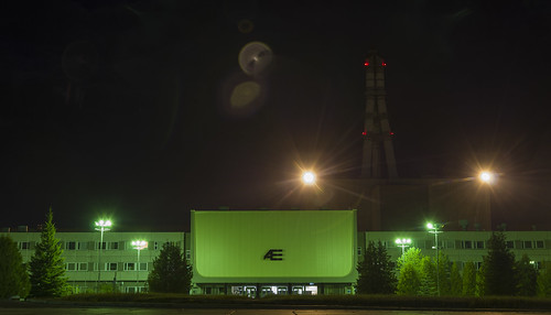 Ignalina Nuclear Power Plant at night, 06.09.2014.