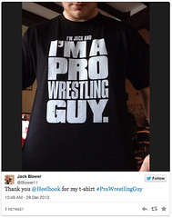 Jack Blower tweets his personalised Pro Wrestling Guy shirt
