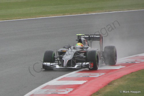 Esteban Gutierrez in his Sauber during qualifying for the 2014 British Grand Prix