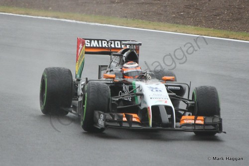 Nico Hulkenberg in his Force India during Free Practice 3 at the 2014 British Grand Prix