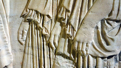 Plaque of the Ergastines, detail with hands