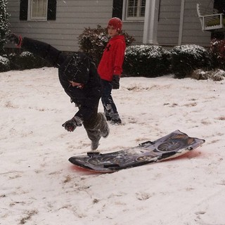 And then...this is how sledding for the first time ends for a Florida boy!