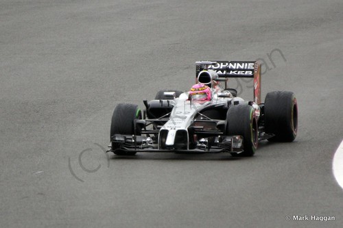 Jenson Button in his McLaren during qualifying for the 2014 British Grand Prix