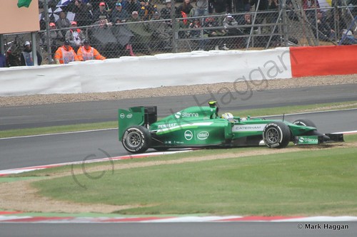 Marcus Ericsson in his Caterham goes off during qualifying for the 2014 British Grand Prix
