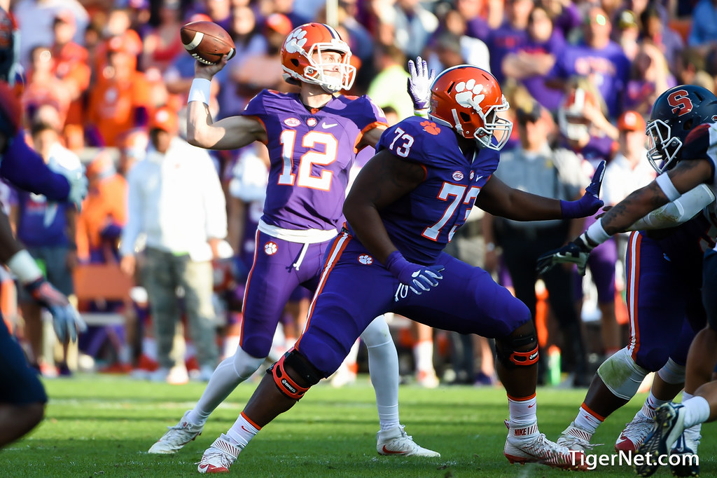 Clemson Football Photo of Nick Schuessler and Tremayne Anchrum and Syracuse