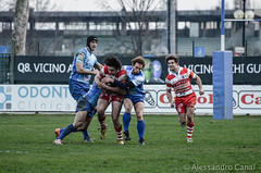 Enrico Bacchin tackled by Stefano Secco