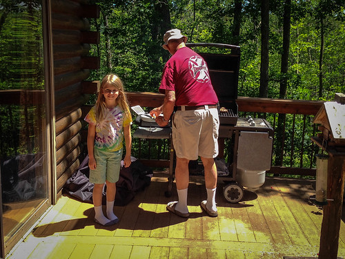 Nora and Grandpa work the grill • <a style="font-size:0.8em;" href="http://www.flickr.com/photos/96277117@N00/14391975237/" target="_blank">View on Flickr</a>