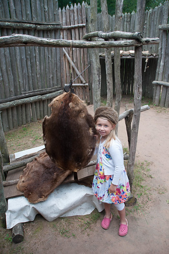 Nora poses with a beaver pelt • <a style="font-size:0.8em;" href="http://www.flickr.com/photos/96277117@N00/9398614765/" target="_blank">View on Flickr</a>