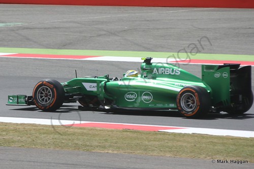 Marcus Ericsson in his Caterham during Free Practice 2 at the 2014 British Grand Prix