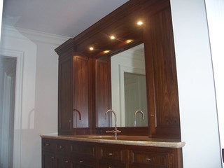 Richly stained cabinets