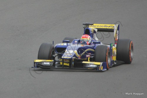 Felipe Nasr in his Carlin during the second GP2 race at the 2014 British Grand Prix