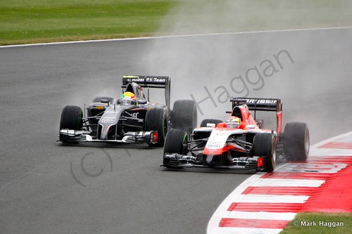 Esteban Gutierrez and Jules Bianchi during Qualifying for the 2014 British Grand Prix
