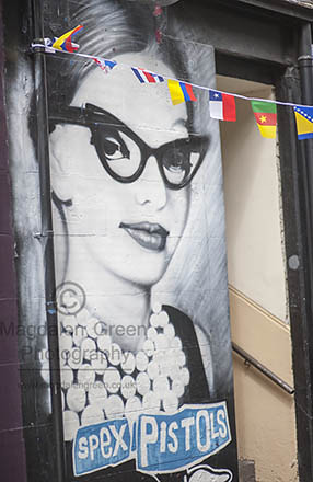 Spex Pistols sign with Bunting at the World's Smallest Street Market  West Port Dundee - July 2014