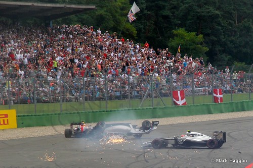 Felipe Massa's first lap accident at the 2014 German Grand Prix