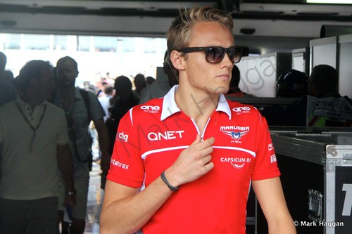 Max Chilton after the Drivers' Parade at the 2014 German Grand Prix