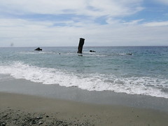 A shipwreck by the beach