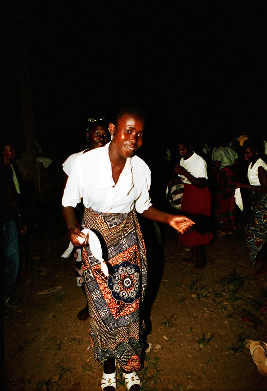Togo West Africa Ethnic Cultural Dancing and Drumming African Village close to Palimé formerly known as Kpalimé a city in Plateaux Region Togo near the Ghanaian border 24 April 1999 137<br/>© <a href="https://flickr.com/people/41087279@N00" target="_blank" rel="nofollow">41087279@N00</a> (<a href="https://flickr.com/photo.gne?id=13987564225" target="_blank" rel="nofollow">Flickr</a>)