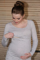 Mini Stripe LS Breastfeeding Top in Ivory
