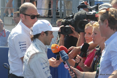 Felipe Massa in the media pen after qualifying for the 2014 German Grand Prix
