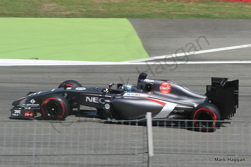Adrian Sutil in his Sauber in Free Practice 2 at the 2014 German Grand Prix
