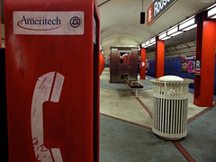 Red Telephone at Red Line Roosevelt Station • <a style="font-size:0.8em;" href="http://www.flickr.com/photos/34843984@N07/15354386590/" target="_blank">View on Flickr</a>