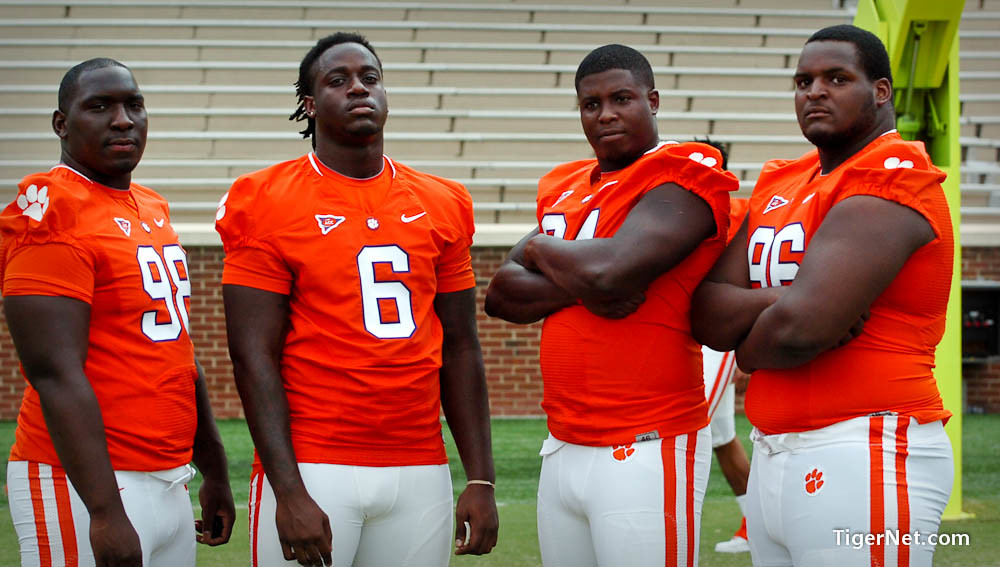 Clemson Football Photo of Brandon Thompson and Jerome Maybank and photoshoot and Rennie Moore and Tavaris Barnes and teamphotos