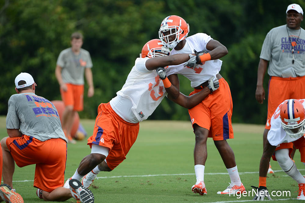 Clemson Football Photo of Martin Aiken and practice and Ronnie Geohaghan