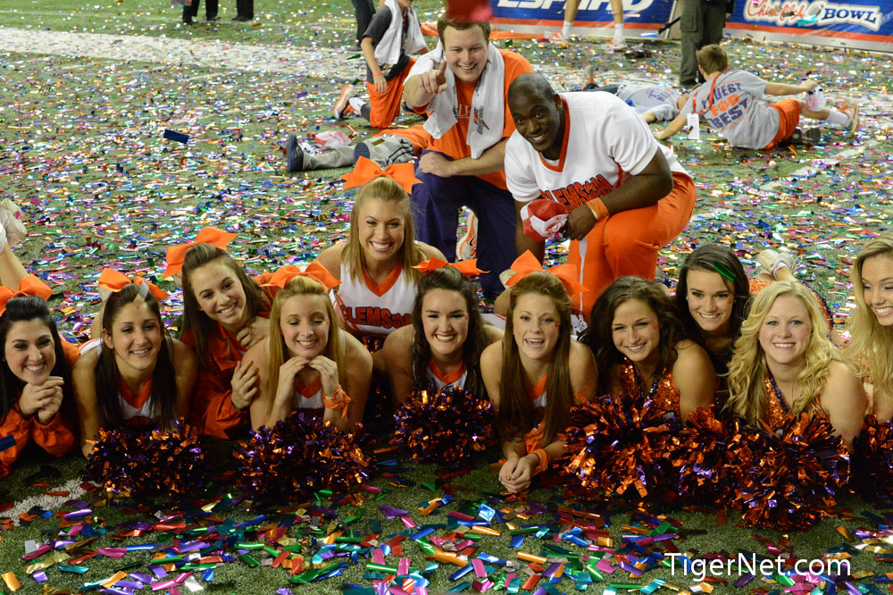 Clemson Football Photo of Bowl Game and Cheerleaders and lsu