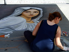 Realistic chalk art of a woman in white dress • <a style="font-size:0.8em;" href="http://www.flickr.com/photos/34843984@N07/15544480735/" target="_blank">View on Flickr</a>