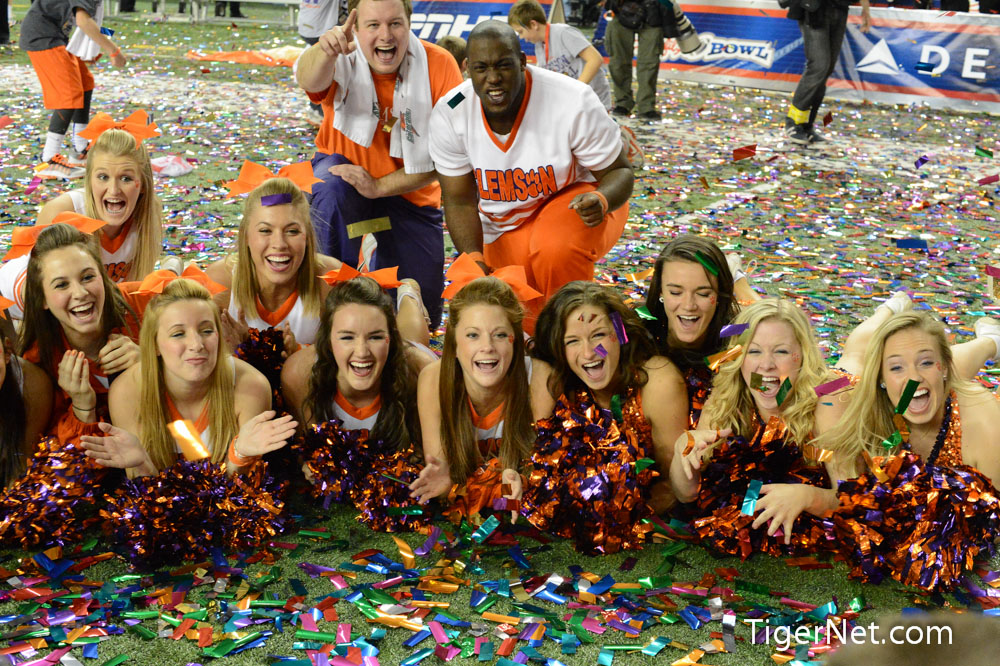 Clemson Football Photo of Bowl Game and Cheerleaders and lsu