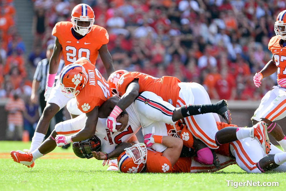 Clemson Football Photo of Ben Boulware and Louisville and Shaq Lawson