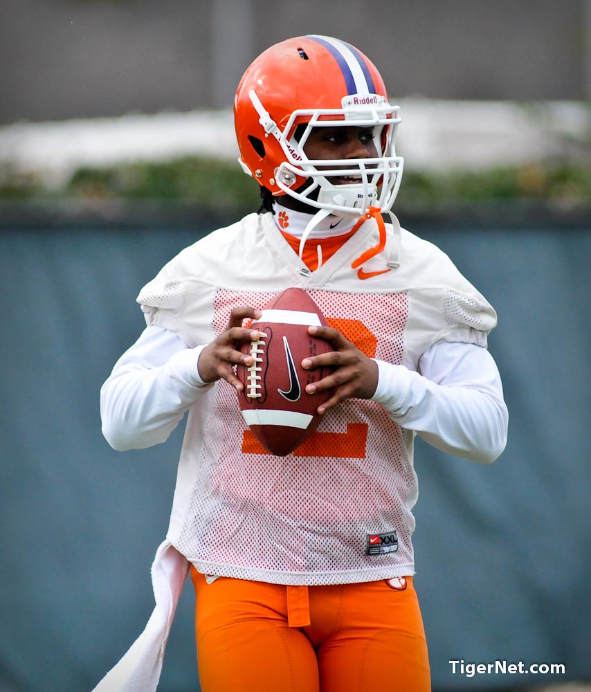Clemson Football Photo of practice and Tony McNeal