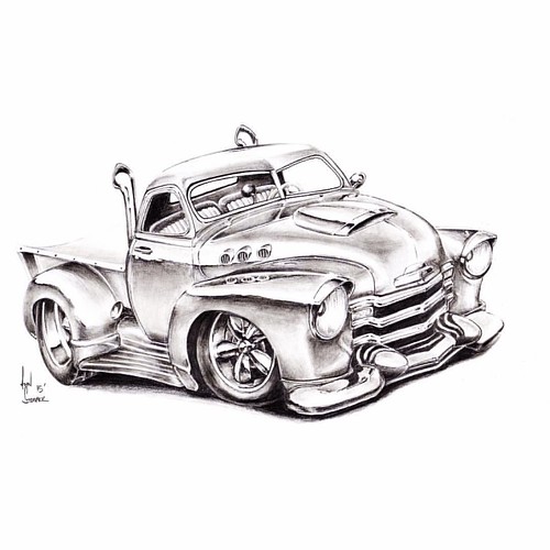 chevy #Chevrolet #pickup #CARtoon #carart #drawing #hotrod #classiccars  Chevy Pickup - a photo on Flickriver