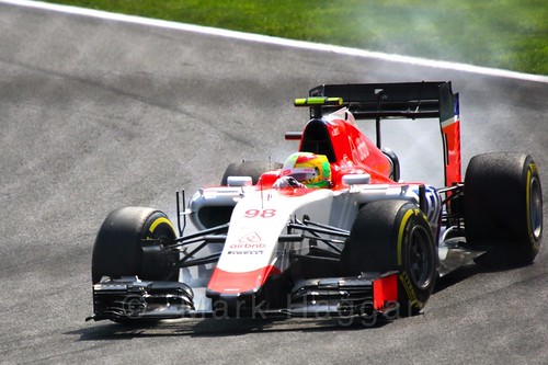 Roberto Merhi in qualifying for the 2015 Belgium Grand Prix