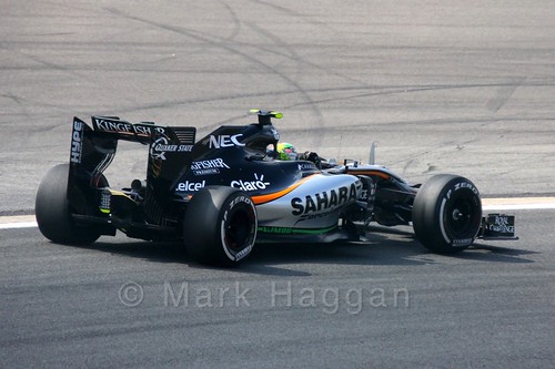 Sergio Perez in Free Practice 2 for the 2015 Belgium Grand Prix