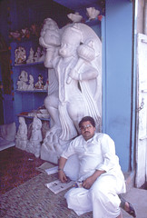 Marble sculptor and Hanuman in Rajasthan, India