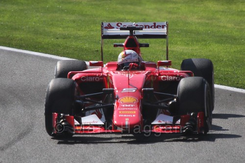 Sebastian Vettel in Free Practice 1 for the 2015 Belgium Grand Prix