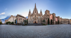 Panorama of Cathedral of the Holy Cross and Saint Eulalia in the Morning, Barcelona, Catalonia