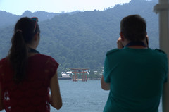 Seeing floating shrine from ferry boat