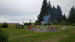 The inviting firepit at the lodge