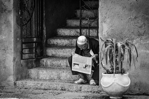 Moroccan Man Reading the Newspaper