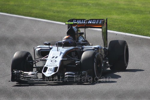 Sergio Perez in Free Practice 1 for the 2015 Belgium Grand Prix